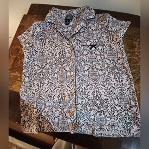 Laura Ashley Pink and Black 2 Piece Pajama Set and so Soft EUC